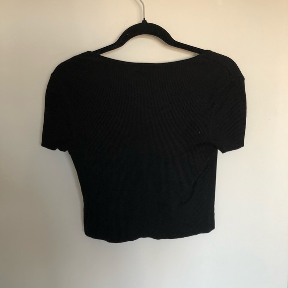 Garage Tie Front Short Sleeve Cardigan - Picture 2 of 2